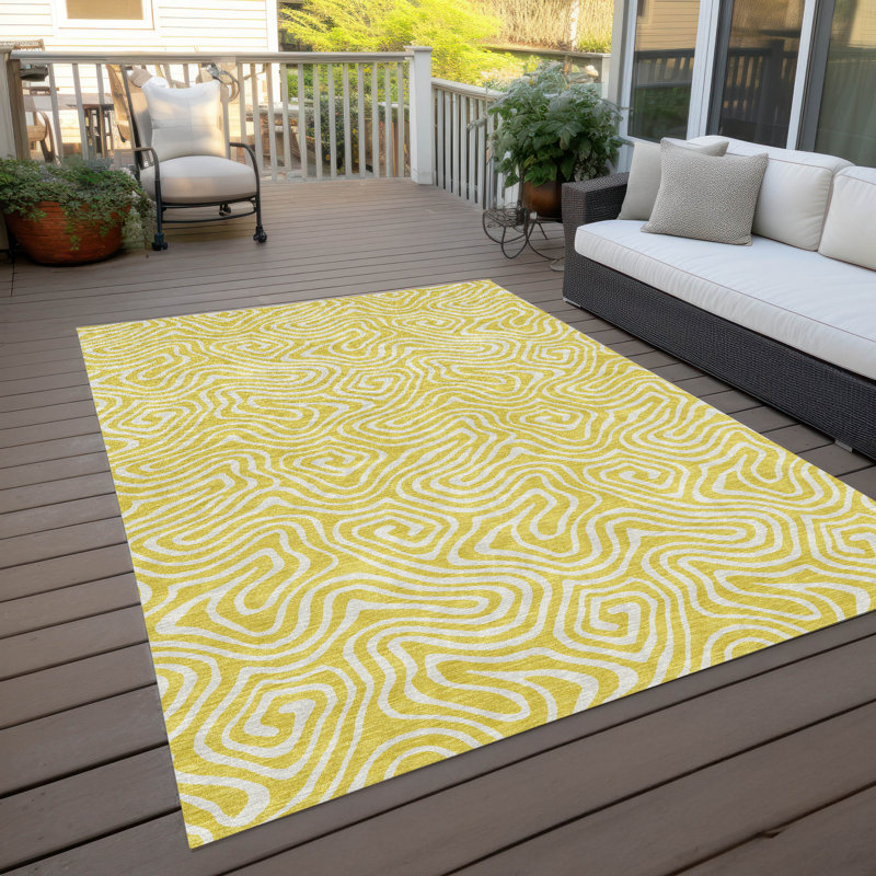 Tapis intérieur / extérieur jaune Raya , 8 pi x 10 pi