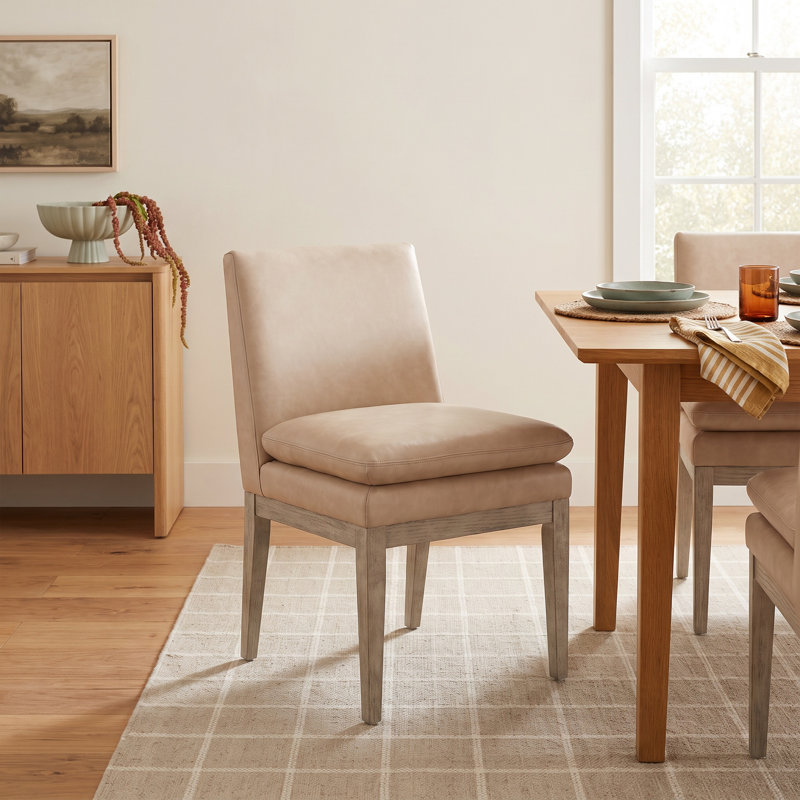Bethea Leather Upholstered Dining Chair, Copley Brown Performance