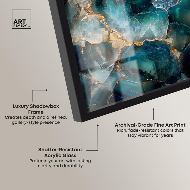 «Lagoon Nightfall Glimmer Shadowbox Print Geode Art Prints» par Art Remedy, H 31 po x l 25 po, Noir