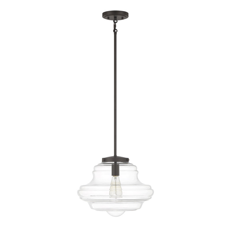 Luminaire suspendu en forme de dôme à 1 lumière Marah, Bronze huilé