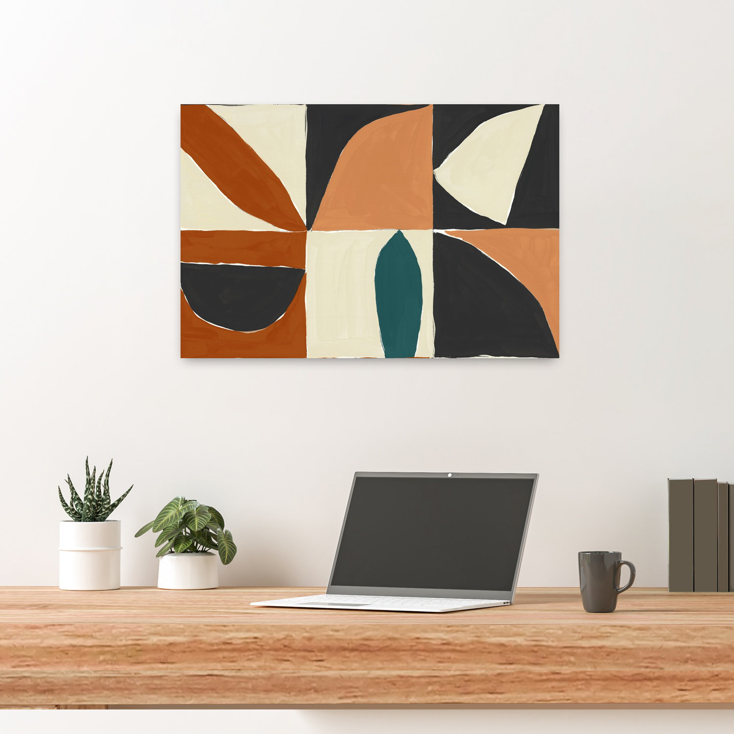 Visual Reference: George Oliver Teal Mayan I Abstract Bold Geometric Art