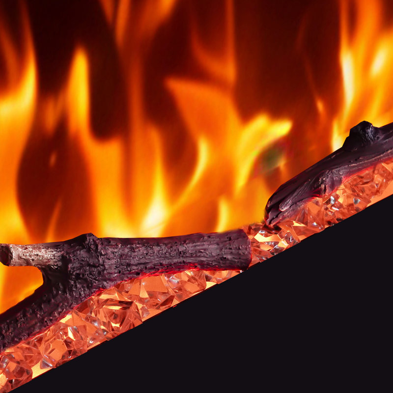 72"Recessed or Wall Mounted Electric Fireplace, Home Compatible, Logs & Crystals, Remote Control, 72" W x 5.8" D
