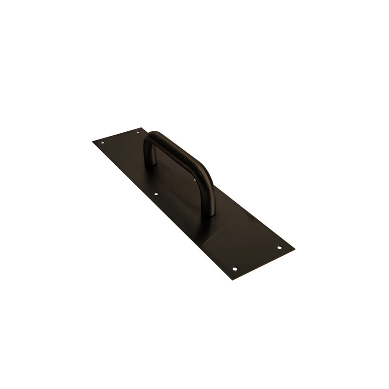 FHC PHPR15DU 15" x 3-1/2" Plate with 6" Round Solid Handle Pull - Dark Bronze Anodized, Dark Bronze Anodized