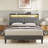 Neavins Bed Frame with Storage Headboard & LED Light, Upholstered Bed Frame with Charging Station-429366112