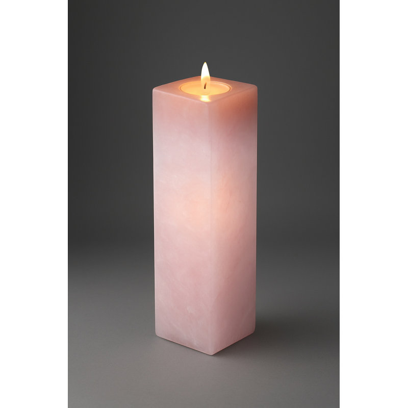 Porte-bougie chauffe-plat en albâtre rose du Montana