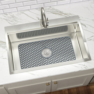 Grille d'évier en silicone 26 po x 14 po, antidérapant avec trou de drain, tapis d'évier de cuisine flexible et résistant à la chaleur