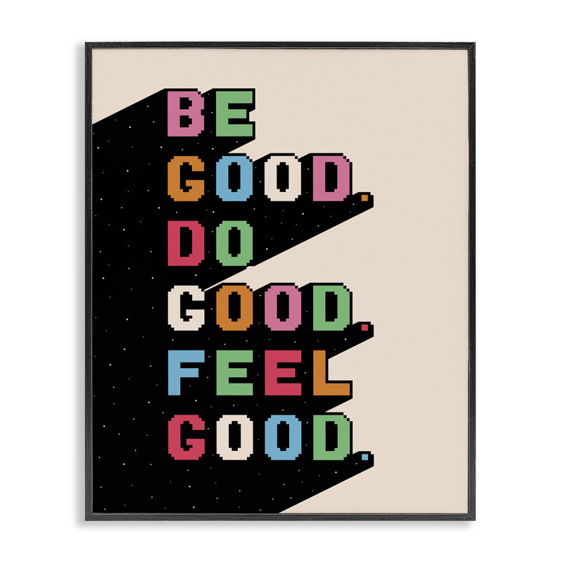  «Be Do & Feel Good», art giclée d'Ahmed Mêmeh Hussein, H 20 po x l 16 po, Giclée encadrée noir minuit