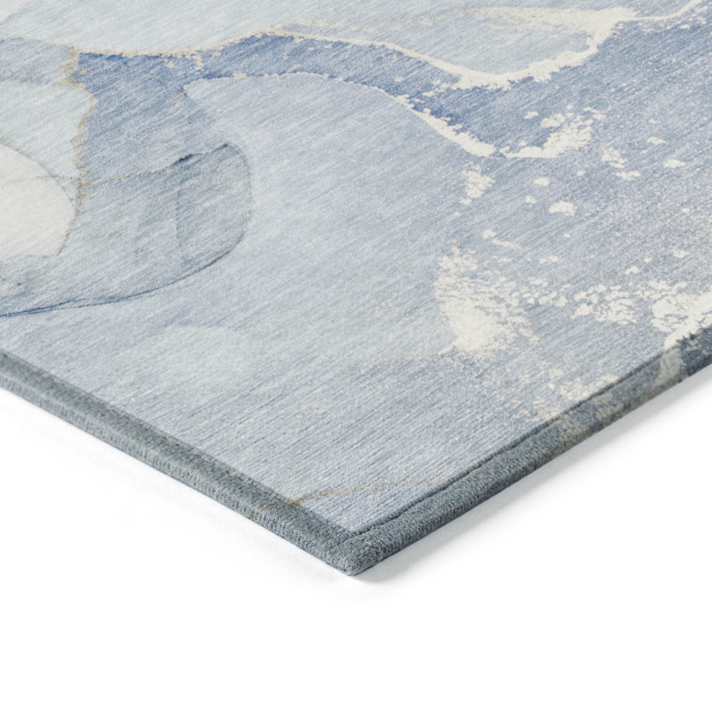 Tapis d'extérieur lavable abstrait bleu et vert 3 pi x 5 pi