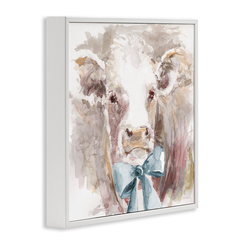 Vache douce et abstraite, giclée encadrée, design par Carol Robinson, H 17 po x l 17 po