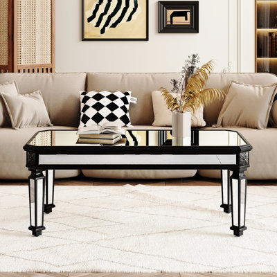 Table rectangulaire rectangulaire argentée avec éléments noirs rétro, fonctionnels dans le salon et le bureau, l 23,6 po x P 48 po H 18,5 po, café à bords lisses pour le bureau, 24 po 18 po facile à