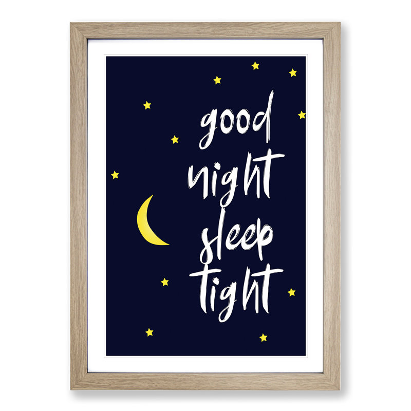 Good Night Sleep Tight - Picture Frame Typography, 90cm H x 65cm W x 2cm D, Oak Framed