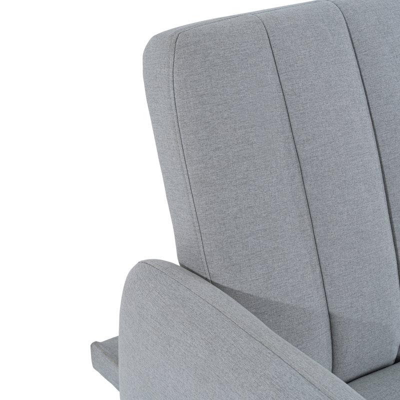33.85" Modern Futon Sofa Bed, Convertible Sofa Futon, Split Back Linen Sleeper Couch, Light Gray Linen