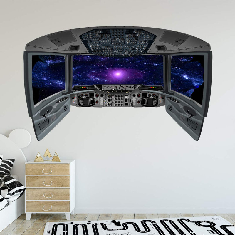 Murale espace extérieur pour fenêtre espace univers Bhavya, H 36 po x l 60 po