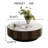 35.5" Modern Round Coffee Table, Glossy White Sintered Stone Table top, Brown Solid Wood Coffee Table for Livingroom