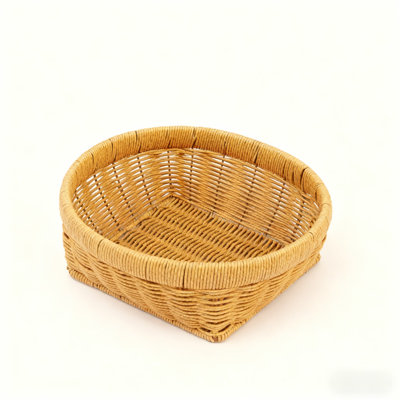 A Three-Piece Set Of Large, Medium And Small Sizes，Handwoven Bread Basket - Durable PP Material Kitchen Storage Organizer, Scratch-Resistant, Lightweight & Comfortable Handle, Easy To Clean, Mold-Proof & Safe For Food