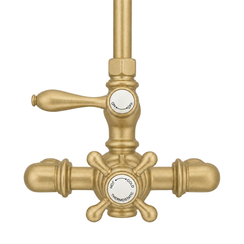 Système de douche thermostatique exposé (P1022), Laiton brut non laqué