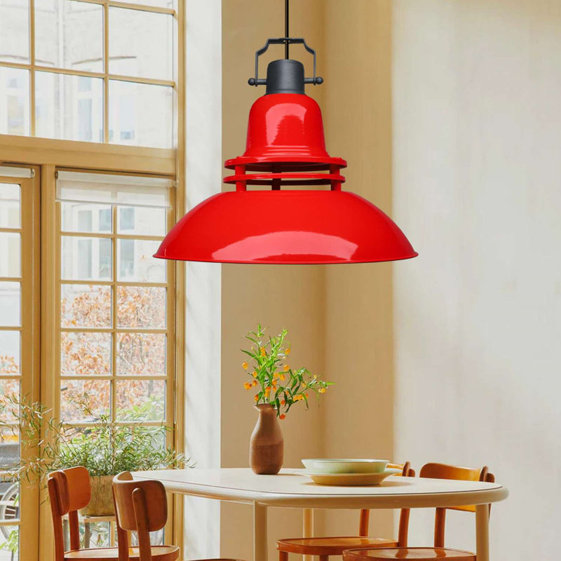 Elegant Red Chandelier, Metal Body, 13.6 x 9.1 inches | Total Height: 47.2 inches, Cable Length: 35.4 inches | E27 Socket, Max 40W (Bulb Not Included) | Stylish Lighting Fixture for Modern Home Décor