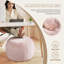 20" Wide Faux Fur Ottoman Round FootStool for Modern Interior Design-1127912112