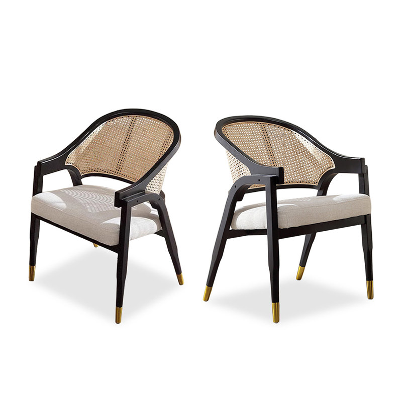 Chaise d'appoint noire à dossier solide (ensemble de 2), Noir
