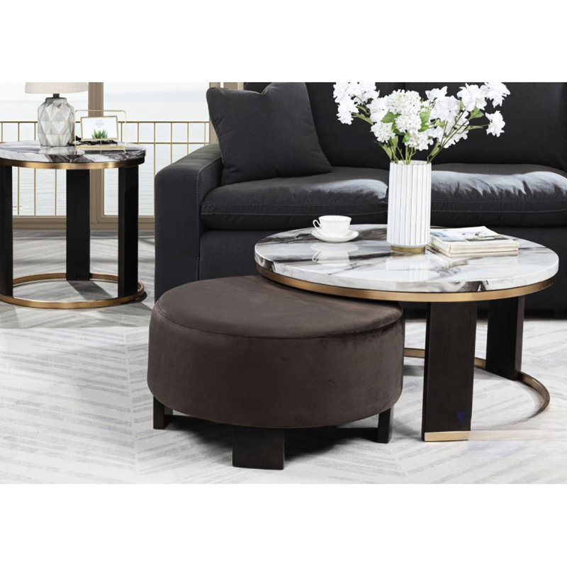 Table basse gigogne ronde Avrah Brown / Gold