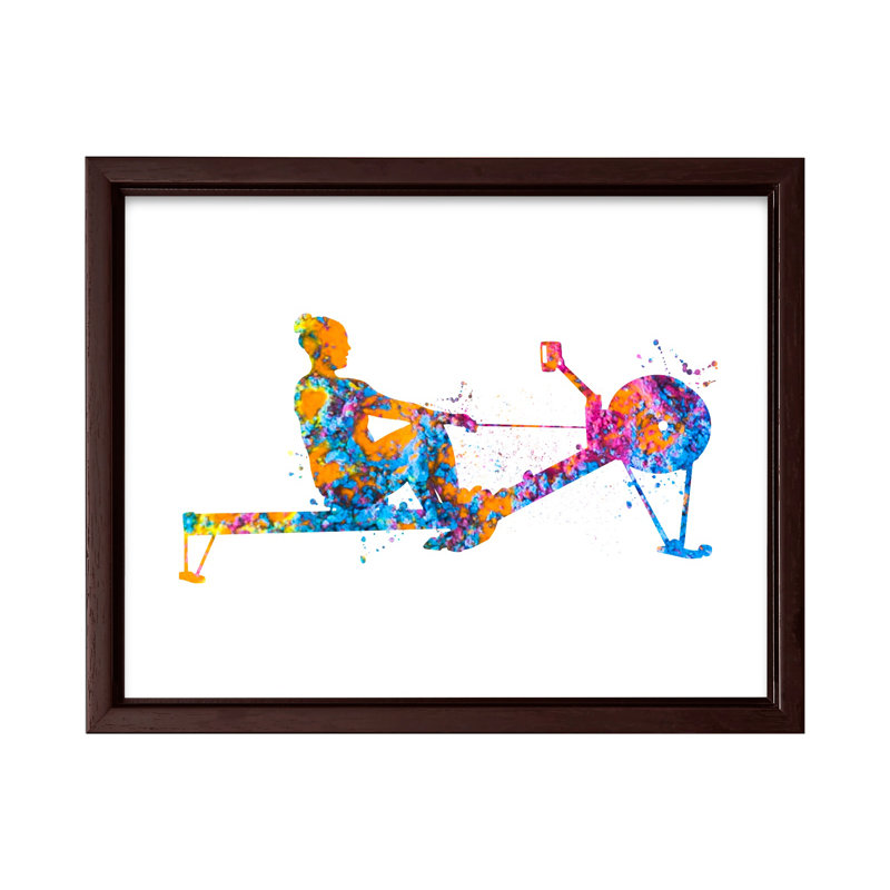 Aquarelle, aviron, Canvas, 18"H x 24"W, Brown Framed