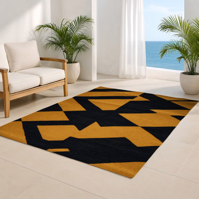 Tapis intérieur / extérieur noir à carreaux