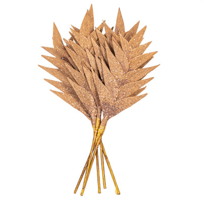 15" Artificial Designer Tulip Palm Stem 6/Bag. Features a paper based palm.