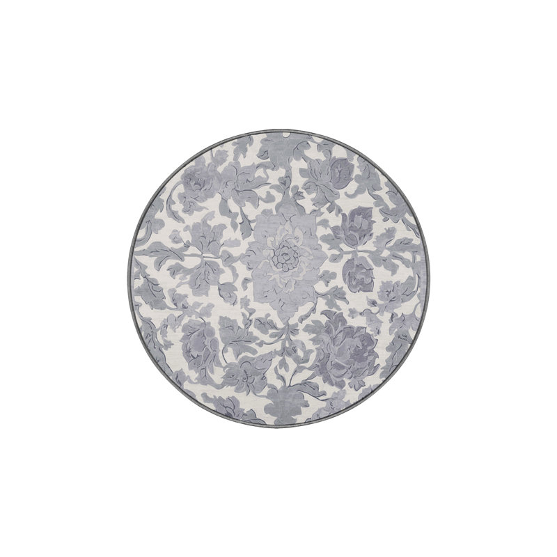 Machine Washable Gray Area Rug, Round 3'
