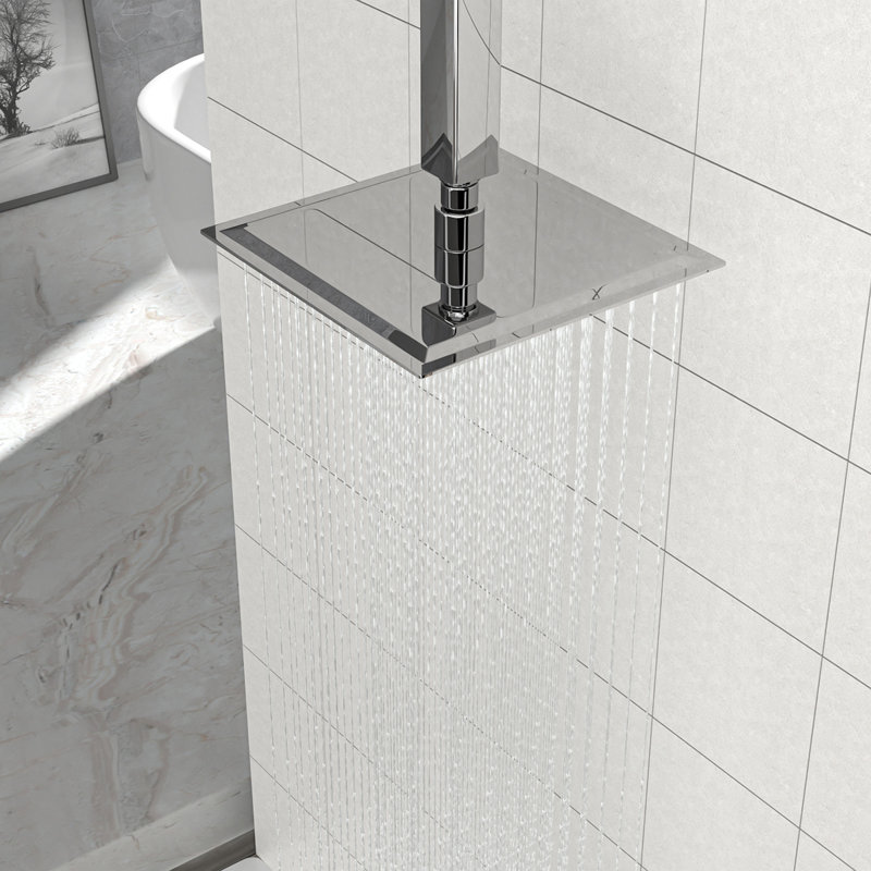 8" Square Rainfall Shower Head, Wall/Ceiling Mounted, Chrome