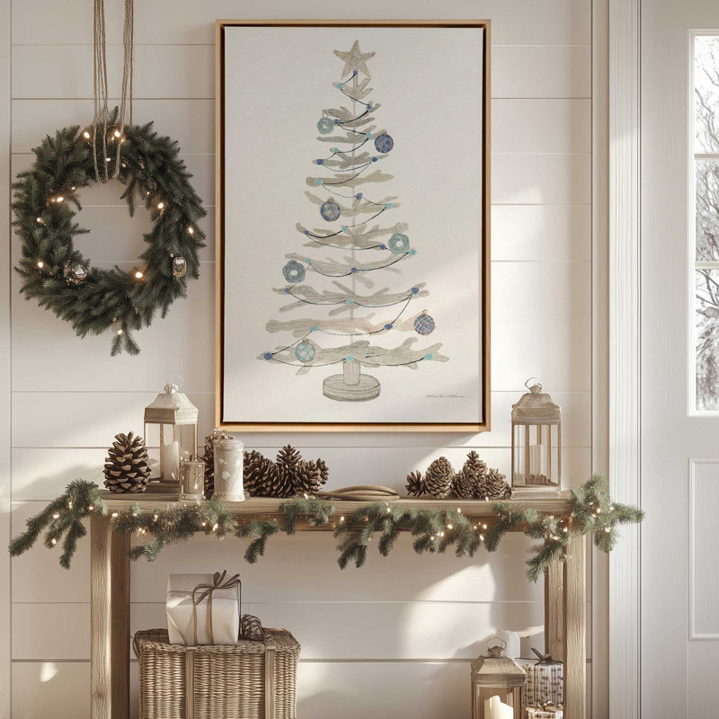 Breeze Christmas Tree, reproduction sur toile dans un cadre noir satiné, Cadre noir, H 12,75 po x l 8,75 po x P 1,75 po