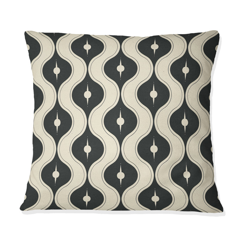 Coussin décoratif noir quadrilobe Elegance I - Mid-Century, H 18 po x l 18 po