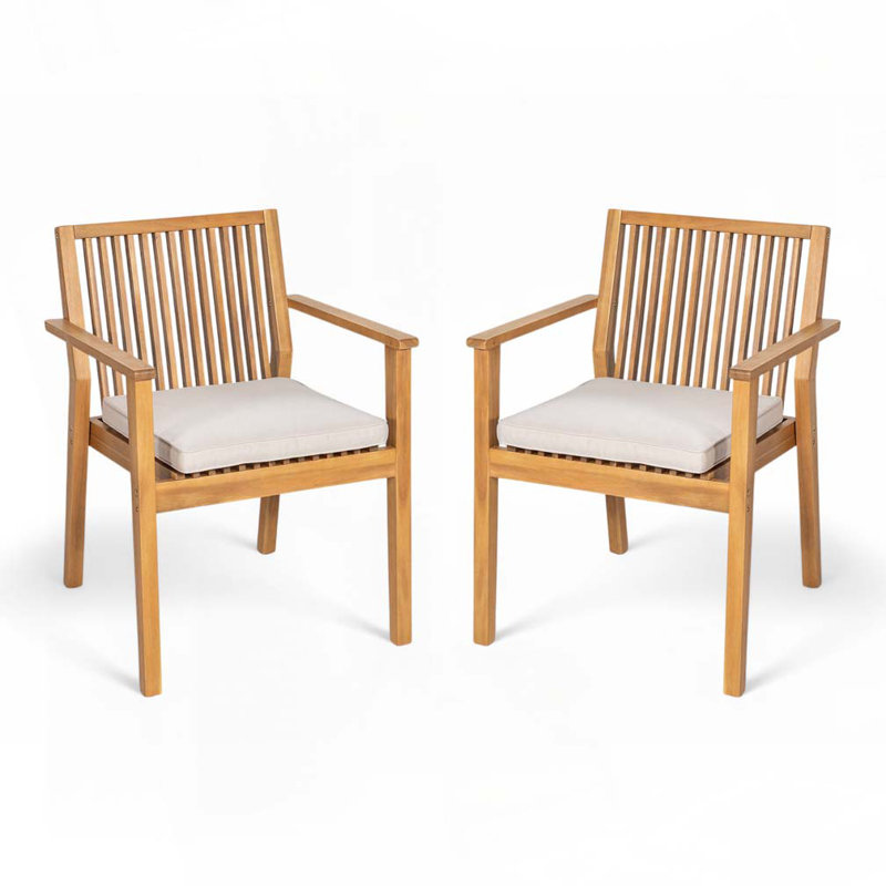 Chaises d'extérieur en bois d'acacia, Marron clair
