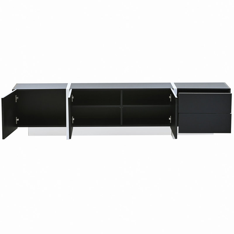 Contemporary Rectangle Design TV Stand, Unique Style TV Console Table, Modern TV Cabinet With High Gloss UV Surface For Living Room.