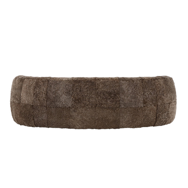 Sennon 100% Sheepskin Plush Taupe Upholstery Single Cushion Modern Luxury Design 98" Curved Sofa