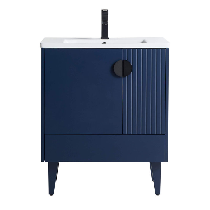 Ensemble de meuble-lavabo simple 30 po Saimah, Noir, Bleu marine