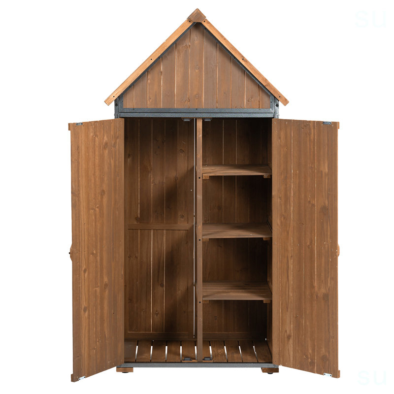 Outdoor Storage Cabinet 32.3"L X 21"W X 67"H, Garden Shed Tool Shed With Metal Frame Structure For Backyard Garden Patio Lawn