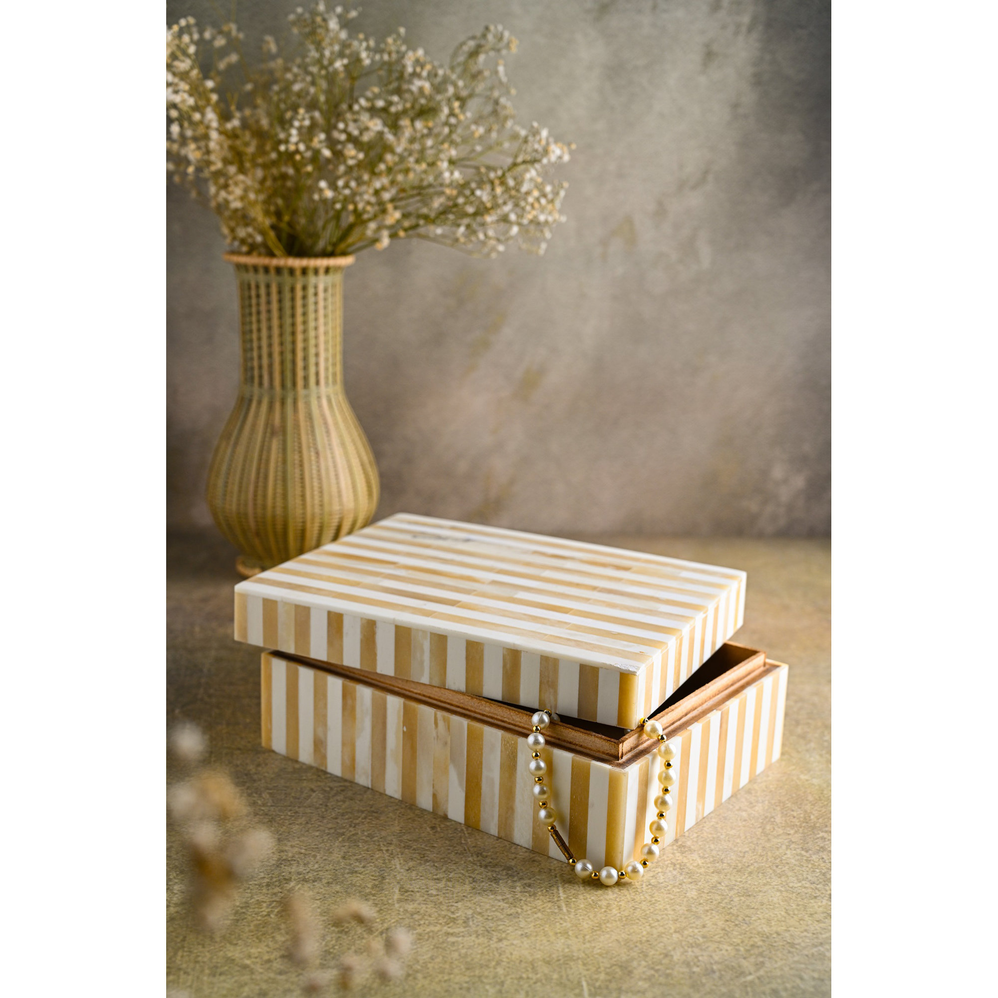 Dilan Bone China Decorative Box, 3" H x 6" W x 8" D