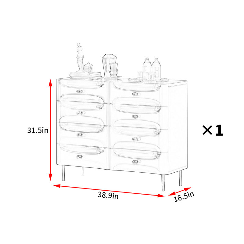 Commode d'appoint minimaliste française, Blanc crème