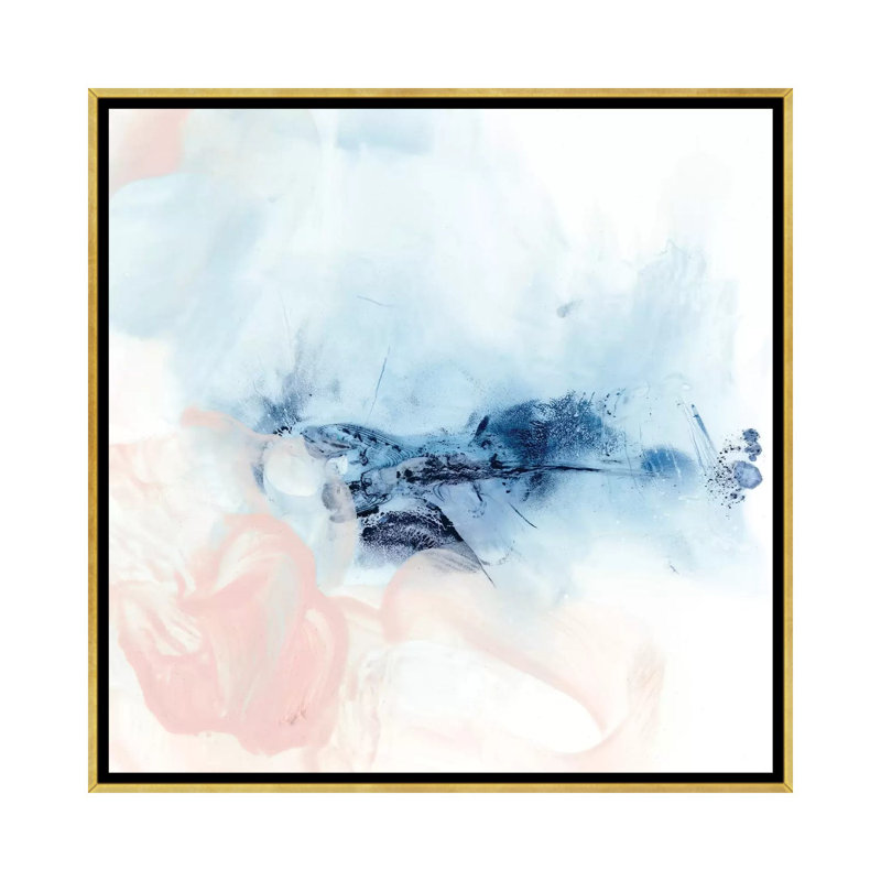 Indigo & Blush I par Ethan Harper - reproduction d'art, H 26 po x l 26 po x P 1,5 po, Toile encadrée d'or, Pas de tapis