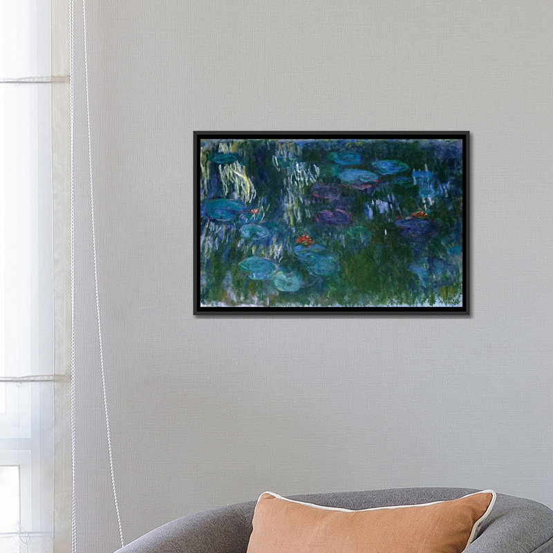 «Water Lilies, 1916-19», reproduction de Claude Monet sur toile tendue, H 18 po x l 26 po x P 1,5 po, Toile avec cadre noir