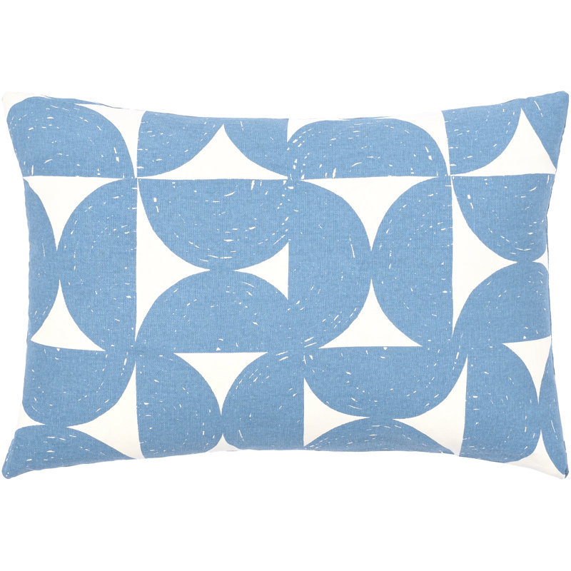 Coussin géométrique lombaire, Bleu foncé / beige