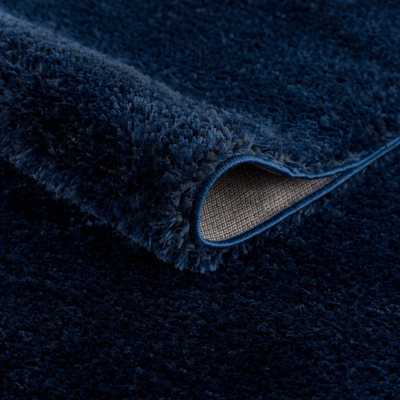 Jeffrey Performance Blue Plush Pile Area Rug, Rectangle 5'3" x 7'
