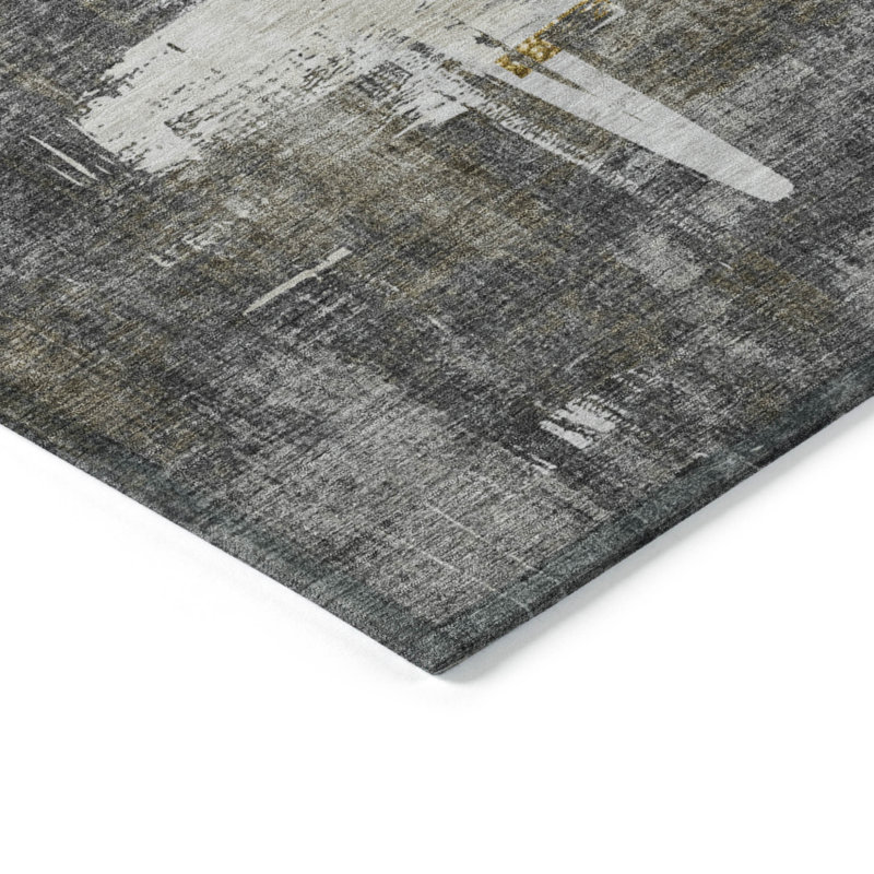 Tapis d'extérieur lavable abstrait brun clair 8 pi x 10 pi