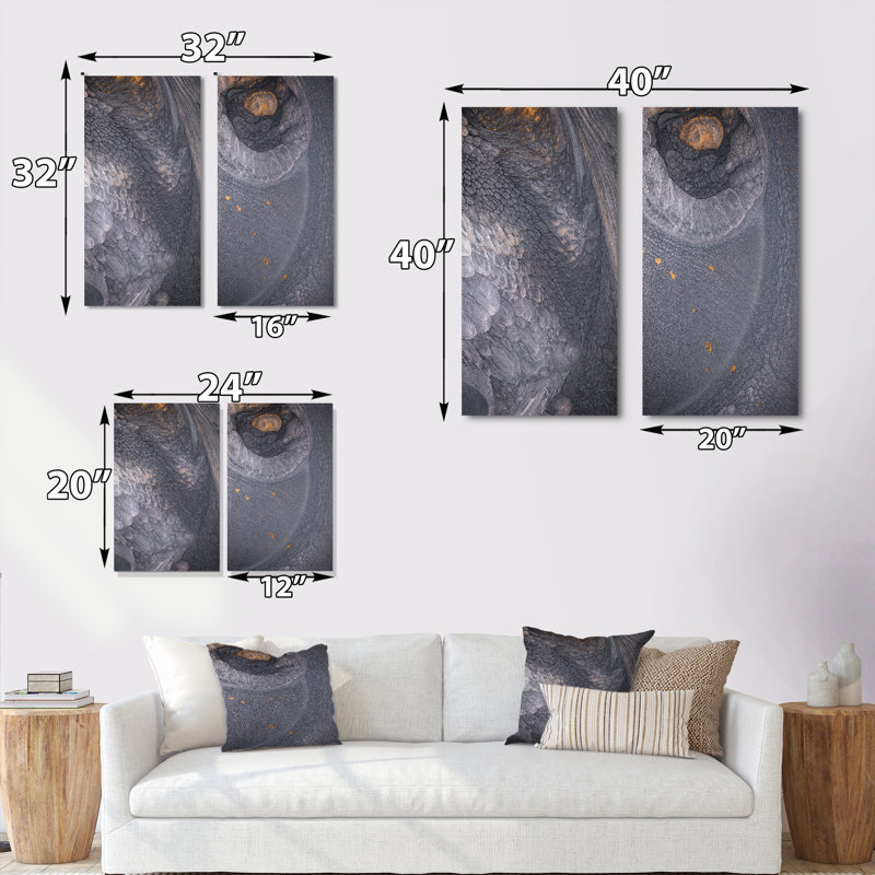 «Golden on Gray», ensemble de 2 impressions sur toile, Toile tendue, H 40 po x l 40 po x P 1 po