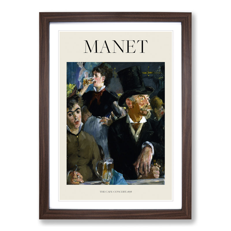 At the Cafe by Edouard Manet - Picture Frame Graphic Art, 65cm H x 48cm W x 2cm D, Walnut Framed