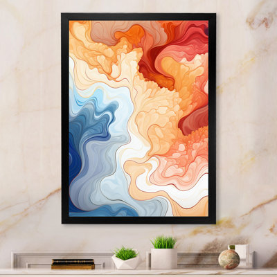 Vagues d'aquarelle bleues, orange et rouges
