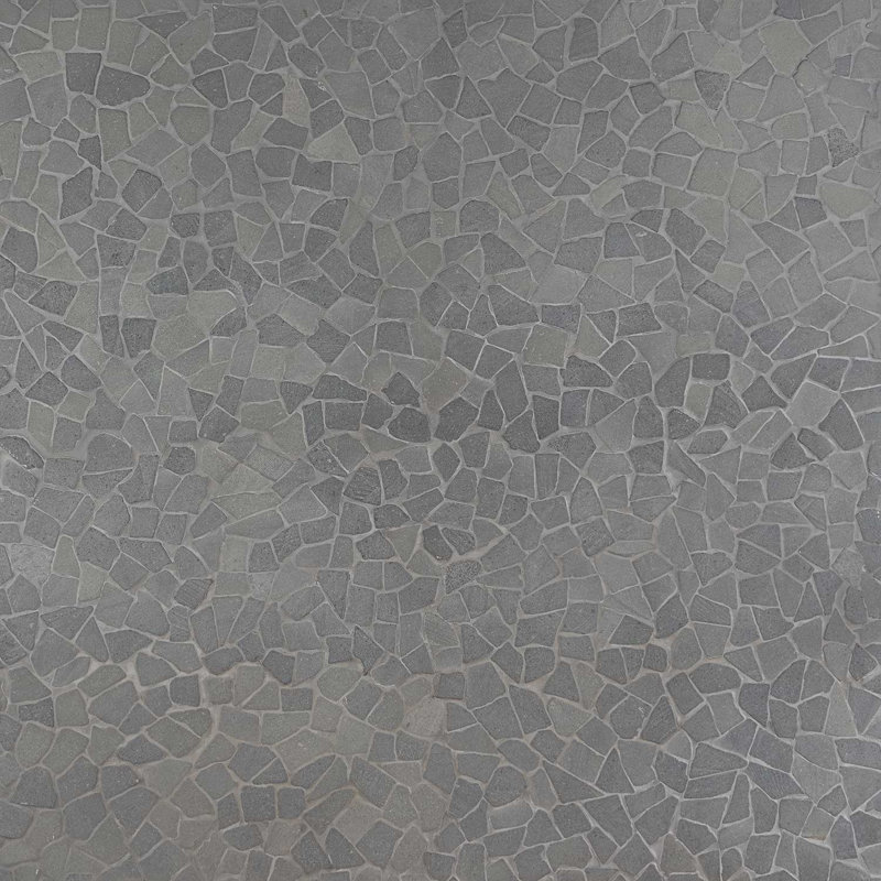 Nature 12x12 Tumbled Pebble Tumbled Mosaic Tile, Lava Black