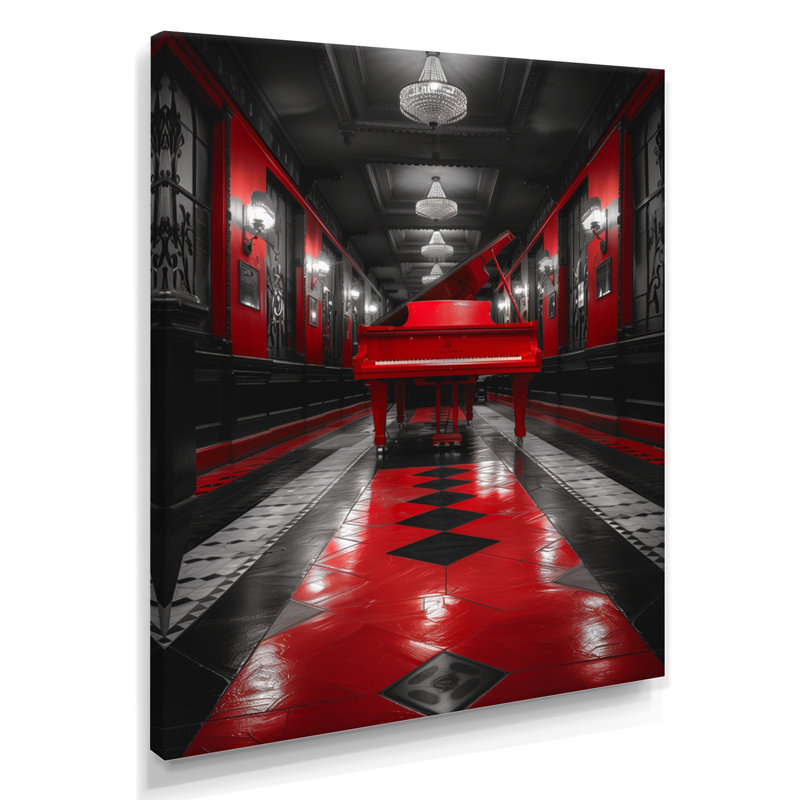Red Black Harmonic Piano Haven, H 12 po x l 20 po, Toile tendue