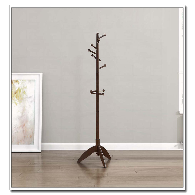 Portemanteau en bois massif, 11 crochets, Marron foncé