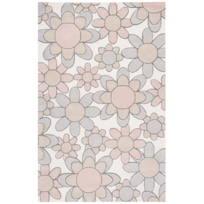 Tapis gris / rose en laine touffeté à la main Asger
